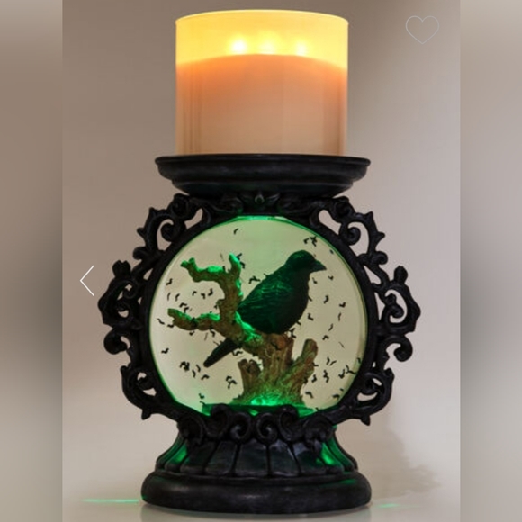 MUSICAL RAVEN WATER GLOBE PEDESTAL 3-WICK CANDLE HOLDER BBW NEW❗️SEE VIDEO❗️ - Picture 1 of 8